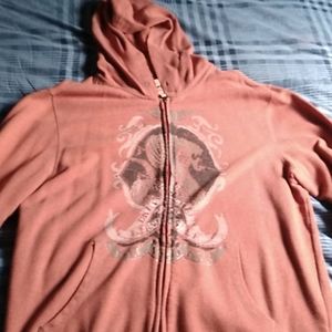 DKNY mens large orange vip down hoodie